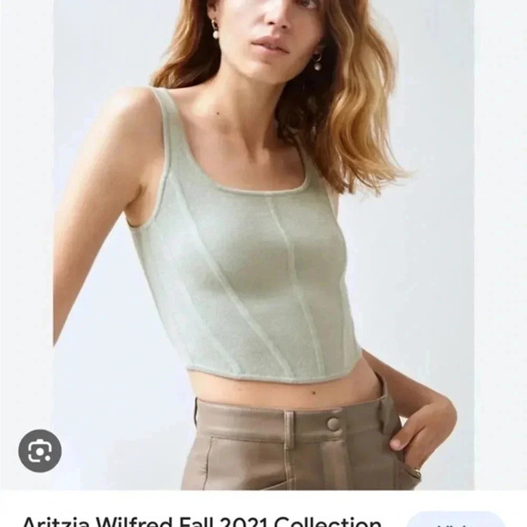 Aritzia Wilfred Natalie knit ribbed Square Neck bustier top in Black size L - Picture 8 of 8